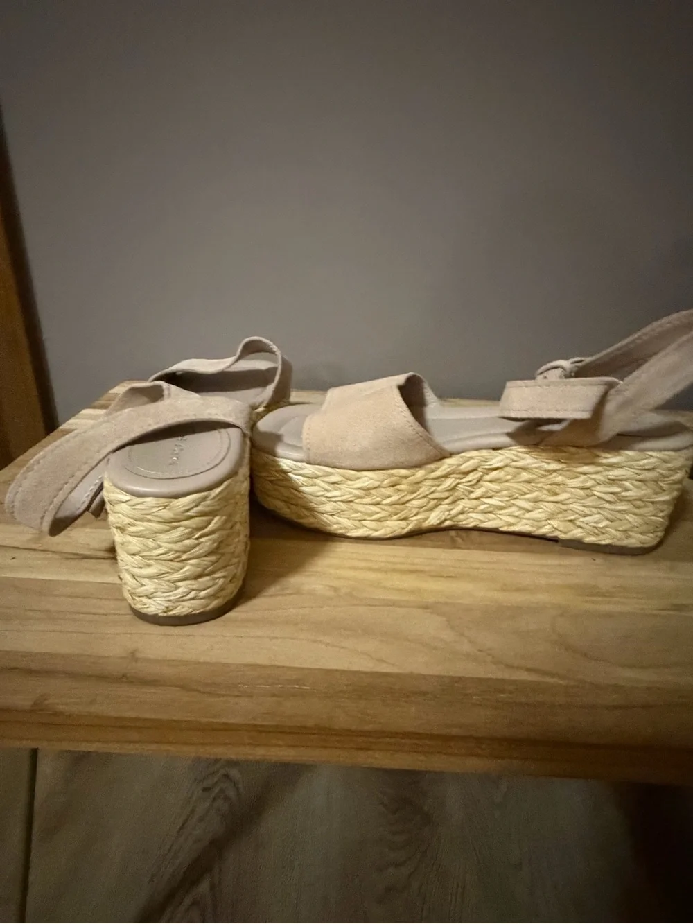 Marc Fisher Nude Suede Espadrille Platform Sandals